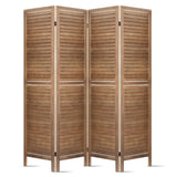 Artiss 4 Panel Room Divider Screen 160x170cm Louver Oak - Top-Down View