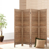 Artiss 4 Panel Room Divider Screen 160x170cm Louver Oak - Close-Up Angle