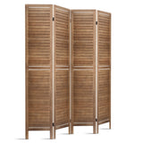 Artiss 4 Panel Room Divider Screen 160x170cm Louver Oak - Low Angle