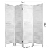 Artiss 4 Panel Room Divider Screen 163x170cm Louver White - Front View