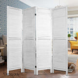 Artiss 4 Panel Room Divider Screen 163x170cm Louver White - Rear View