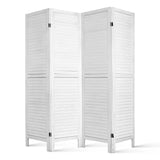 Artiss 4 Panel Room Divider Screen 163x170cm Louver White - Side View