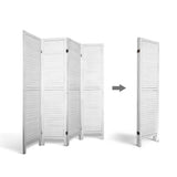 Artiss 4 Panel Room Divider Screen 163x170cm Louver White - 45-Degree Angle