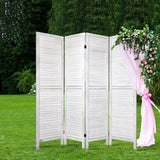 Artiss 4 Panel Room Divider Screen 163x170cm Louver White - Close-Up Angle