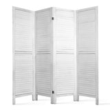 Artiss 4 Panel Room Divider Screen 163x170cm Louver White - Low Angle