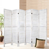 Artiss 6 Panel Room Divider Screen 245x170cm Louver White