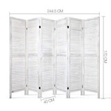 Artiss 6 Panel Room Divider Screen 245x170cm Louver White - Front View