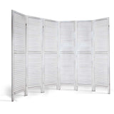 Artiss 6 Panel Room Divider Screen 245x170cm Louver White - Top-Down View