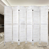 Artiss 6 Panel Room Divider Screen 245x170cm Louver White - Rear View