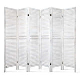 Artiss 6 Panel Room Divider Screen 245x170cm Louver White - Low Angle