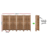 Artiss 8 Panel Room Divider Screen 326x170cm Louver Oak - Front View