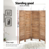 Artiss 8 Panel Room Divider Screen 326x170cm Louver Oak - Side View