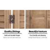 Artiss 8 Panel Room Divider Screen 326x170cm Louver Oak - Top-Down View