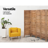 Artiss 8 Panel Room Divider Screen 326x170cm Louver Oak - 45-Degree Angle