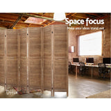 Artiss 8 Panel Room Divider Screen 326x170cm Louver Oak - Rear View