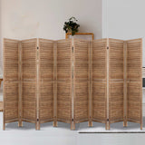 Artiss 8 Panel Room Divider Screen 326x170cm Louver Oak - Close-Up Angle