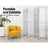 Artiss 8 Panel Room Divider Screen 326x170cm Louver White - Rear View