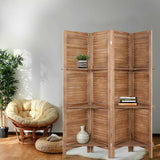 Artiss 4 Panel Room Divider Screen 163x170cm Shelf Oak - Close-Up Angle