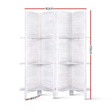 Artiss 4 Panel Room Divider Screen 163x170cm Shelf White - Front View