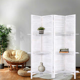 Artiss 4 Panel Room Divider Screen 163x170cm Shelf White - Close-Up Angle
