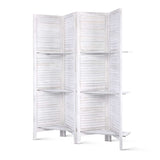 Artiss 4 Panel Room Divider Screen 163x170cm Shelf White - Low Angle