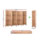 Artiss 8 Panel Room Divider Screen 326x170cm Shelf Oak - Front View