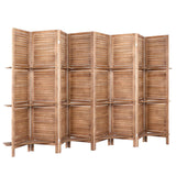 Artiss 8 Panel Room Divider Screen 326x170cm Shelf Oak - Side View