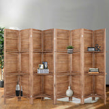 Artiss 8 Panel Room Divider Screen 326x170cm Shelf Oak - Close-Up Angle