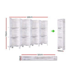 Artiss white 8 panel folding room divider screen with display shelves, two-way metal hinges