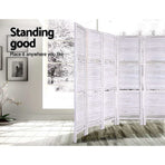 Artiss white 8 panel folding room divider screen with display shelves, folded panels for storage