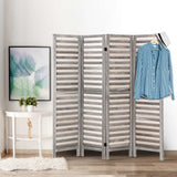 Artiss 4 Panel Room Divider Screen 163x170cm Louver Grey - Close-Up Angle