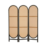 Artiss 3 Panel Room Divider Screen 151x180cm Rattan Brown - Close-Up Angle