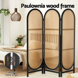 Artiss 3 Panel Room Divider Screen 151x180cm Rattan Brown - Top-Down View