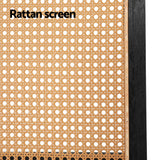 Artiss 3 Panel Room Divider Screen 151x180cm Rattan Brown - Rear View
