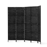 Artiss 4 Panel Room Divider Screen 163x170cm Woven Black - Side View