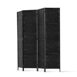 Artiss 4 Panel Room Divider Screen 163x170cm Woven Black - Top-Down View