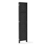 Artiss 4 Panel Room Divider Screen 163x170cm Woven Black - 45-Degree Angle