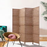 Artiss 4 Panel Room Divider Screen 163x170cm Woven Natural