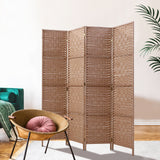 Artiss 4 Panel Room Divider Screen 163x170cm Woven Natural - Close-Up Angle