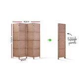 Artiss 4 Panel Room Divider Screen 163x170cm Woven Natural - Front View