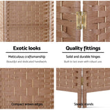 Artiss 4 Panel Room Divider Screen 163x170cm Woven Natural - Side View