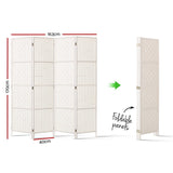 Artiss 4 Panel Room Divider Screen 163x170cm Woven White - Front View