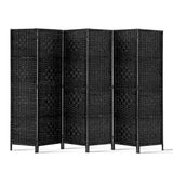 Artiss 6 Panel Room Divider Screen 245x170cm Woven Black - Side View