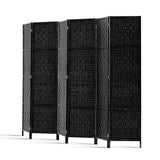 Artiss 6 Panel Room Divider Screen 245x170cm Woven Black - Top-Down View