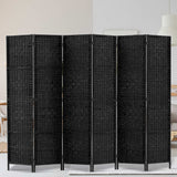 Artiss 6 Panel Room Divider Screen 245x170cm Woven Black - Close-Up Angle