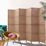 Artiss 6 Panel Room Divider Screen 245x170cm Woven Natural - Close-Up Angle