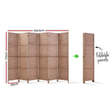 Artiss 6 Panel Room Divider Screen 245x170cm Woven Natural - Front View
