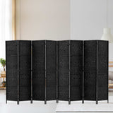 Artiss 8 Panel Room Divider Screen 326x170cm Woven Black - Low Angle