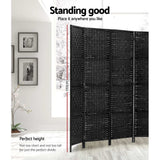 Artiss 8 Panel Room Divider Screen 326x170cm Woven Black - Side View