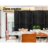 Artiss 8 Panel Room Divider Screen 326x170cm Woven Black - 45-Degree Angle